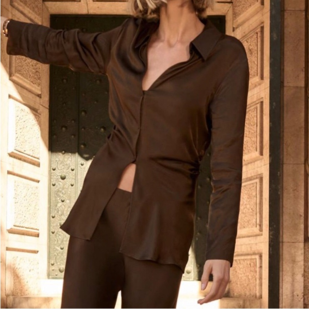 Zara Silk Button up shirt XS